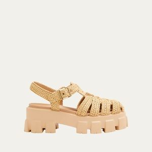 Prada "Monolith" woven raffia fisherman sandals